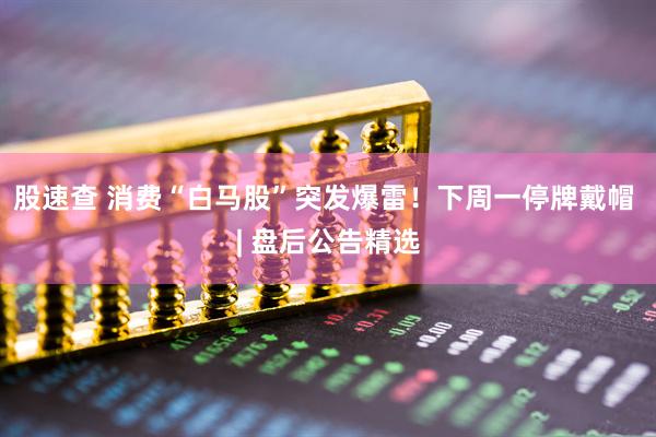 股速查 消费“白马股”突发爆雷！下周一停牌戴帽 | 盘后公告精选