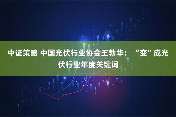 中证策略 中国光伏行业协会王勃华： “变”成光伏行业年度关键词